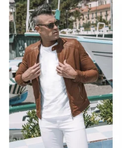 Uomo D'Arienzo Ted - Giacca in pelle traforata cuoio nappa effetto liscio