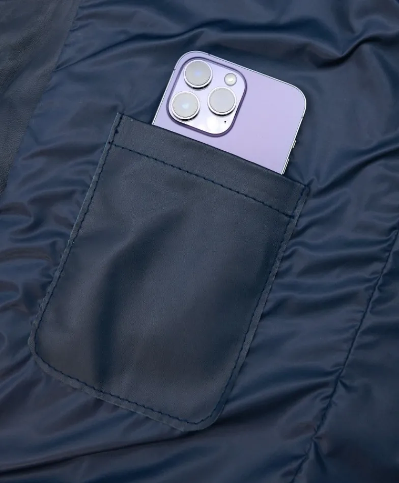 Uomo D'Arienzo Ted - Giacca in pelle traforata blu nappa effetto liscio