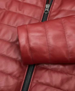 Uomo D'Arienzo Teo - Piumino in pelle bordeaux con cappuccio