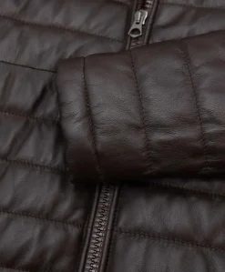 Uomo D'Arienzo Teo - Piumino in pelle marrone con cappuccio