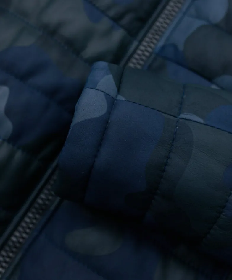 Uomo D'Arienzo Teo - Piumino in pelle mimetica blu con cappuccio
