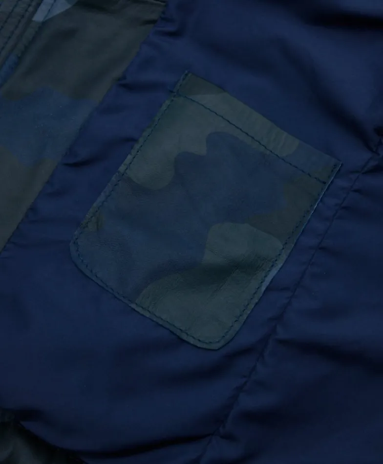 Uomo D'Arienzo Teo - Piumino in pelle mimetica blu con cappuccio