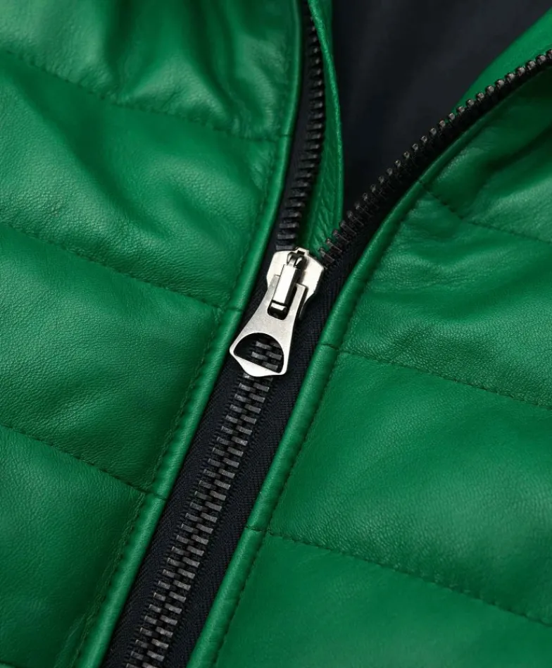 Uomo D'Arienzo Teo - Piumino in pelle verde con cappuccio