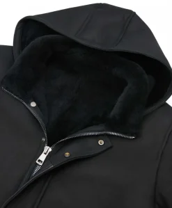 Uomo D'Arienzo Thomas - Cappotto Montone Shearling nero con cappuccio staccabile