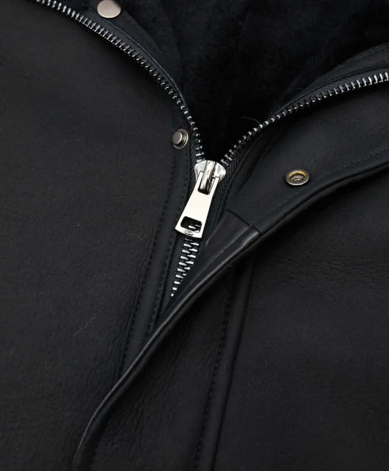 Uomo D'Arienzo Thomas - Cappotto Montone Shearling nero con cappuccio staccabile