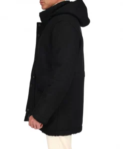 Uomo D'Arienzo Thomas - Cappotto Montone Shearling nero con cappuccio staccabile