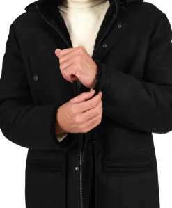 Uomo D'Arienzo Thomas - Cappotto Montone Shearling nero con cappuccio staccabile
