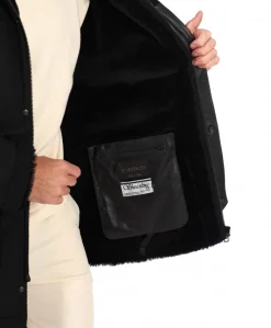 Uomo D'Arienzo Thomas - Cappotto Montone Shearling nero con cappuccio staccabile