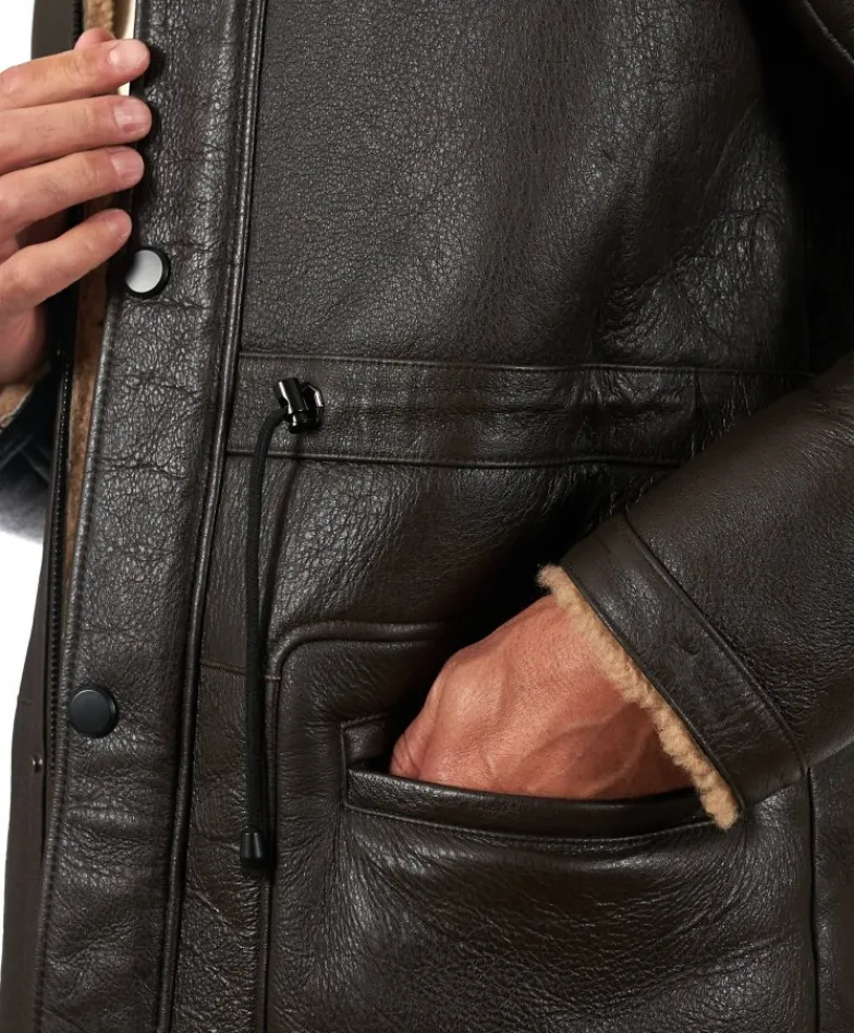 Uomo D'Arienzo Thomas - Cappotto montone shearling testa di moro con cappuccio staccabile