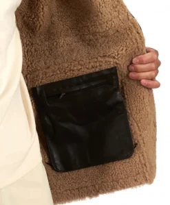 Uomo D'Arienzo Thomas - Cappotto montone shearling testa di moro con cappuccio staccabile