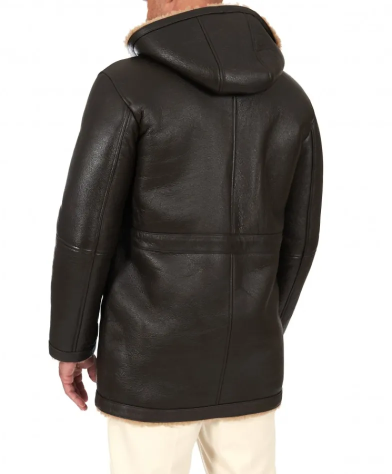 Uomo D'Arienzo Thomas - Cappotto montone shearling testa di moro con cappuccio staccabile