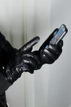 Uomo D'Arienzo Thor - Guanti in pelle nera da uomo touch screen