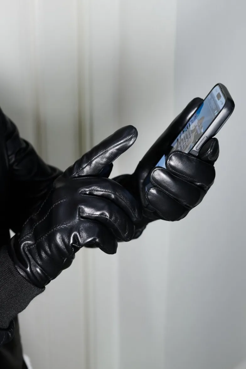 Uomo D'Arienzo Thor - Guanti in pelle nera da uomo touch screen