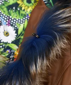 Donna D'Arienzo Tina - Cappotto in pelle naturale cuoio con cappuccio bordato pelliccia