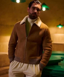 Uomo D'Arienzo Tom - Montone Shearling beige bomber scamosciato collo camicia