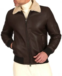Uomo D'Arienzo Tom - Montone Shearling testa di moro bomber scamosciato collo camicia