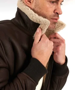 Uomo D'Arienzo Tom - Montone Shearling testa di moro bomber scamosciato collo camicia