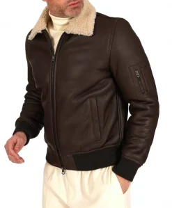 Uomo D'Arienzo Tom - Montone Shearling testa di moro bomber scamosciato collo camicia