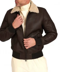 Uomo D'Arienzo Tom - Montone Shearling testa di moro bomber scamosciato collo camicia