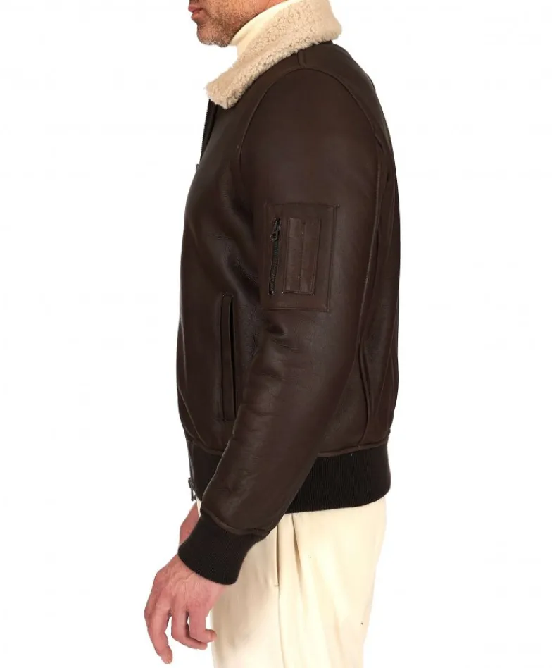 Uomo D'Arienzo Tom - Montone Shearling testa di moro bomber scamosciato collo camicia
