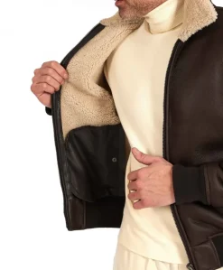 Uomo D'Arienzo Tom - Montone Shearling testa di moro bomber scamosciato collo camicia