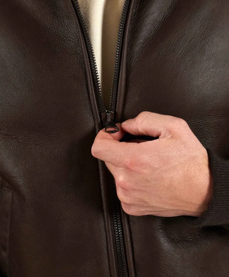 Uomo D'Arienzo Tom - Montone Shearling testa di moro bomber scamosciato collo camicia