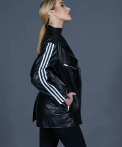 Donna D'Arienzo Topaz - Chiodo oversize in pelle nera lunghezza media
