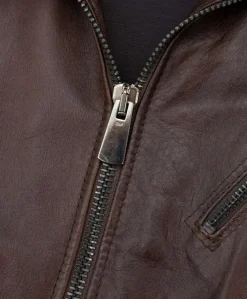 Uomo D'Arienzo U411 - Giacca moto in pelle testa di moro biker trapuntato spalle effetto liscio