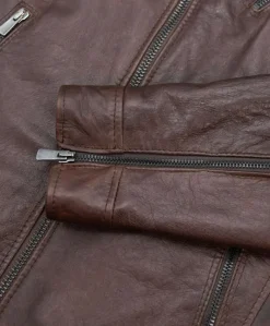 Uomo D'Arienzo U411 - Giacca moto in pelle testa di moro biker trapuntato spalle effetto liscio