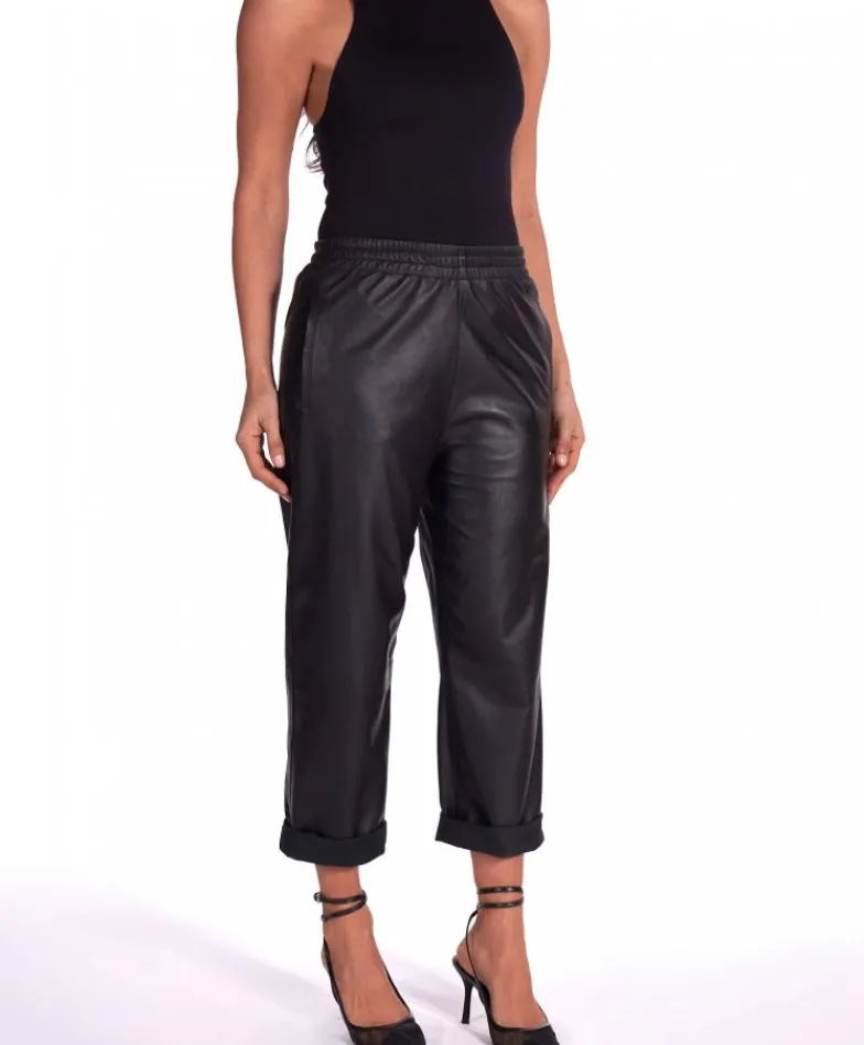 Donna D'Arienzo Vanda - Pantalone sfoderato in pelle nappa colore nero