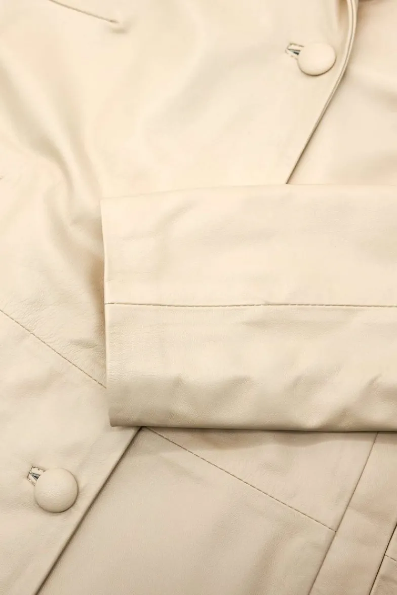 Donna D'Arienzo Wag - Giacca in pelle beige monopetto versione oversize
