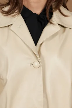 Donna D'Arienzo Wag - Giacca in pelle beige monopetto versione oversize