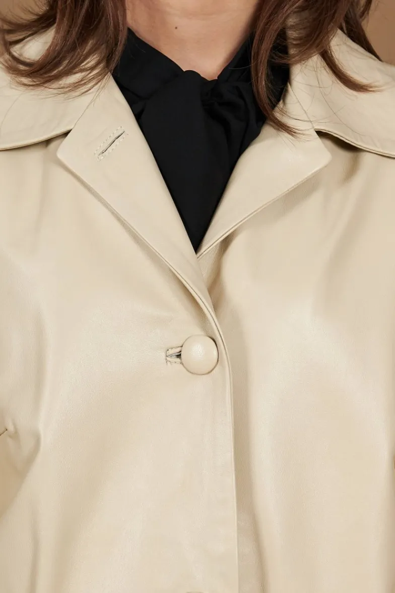 Donna D'Arienzo Wag - Giacca in pelle beige monopetto versione oversize