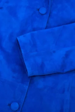 Donna D'Arienzo Wag - Giacca in pelle camoscio bluette monopetto versione oversize