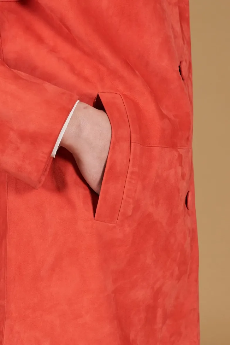 Donna D'Arienzo Wag - Giacca in pelle camoscio arancio monopetto versione oversize