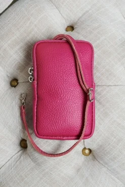 D'Arienzo Willow - Tracollina Portacellulare in pelle fuxia morbida