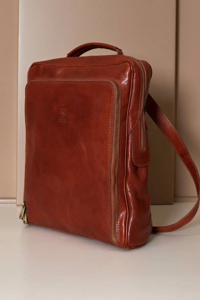 D'Arienzo Zaino in pelle cuoio di vitello borsa effetto vintage
