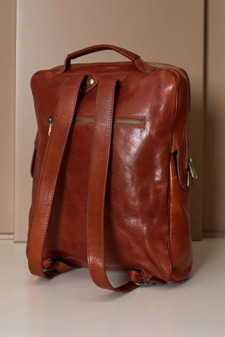 D'Arienzo Zaino in pelle cuoio di vitello borsa effetto vintage