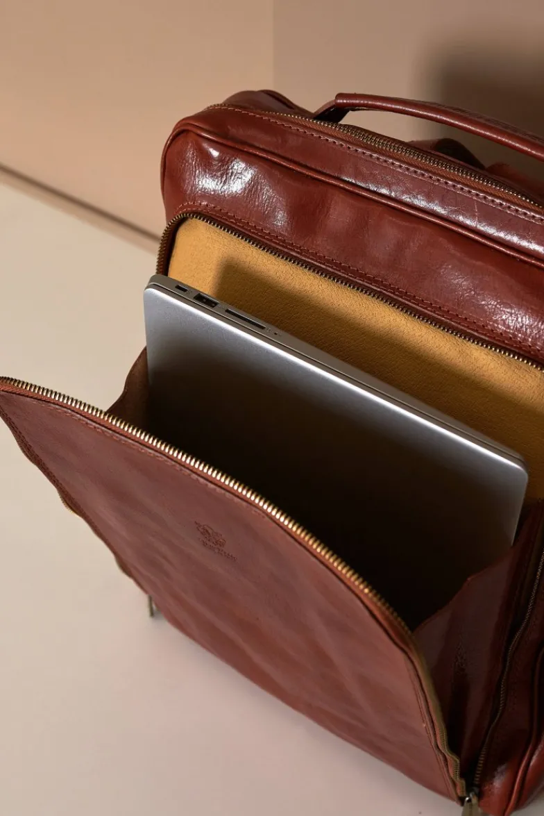 D'Arienzo Zaino in pelle cuoio di vitello borsa effetto vintage