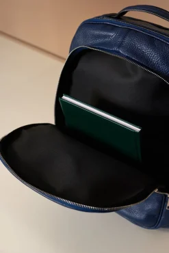 D'Arienzo Zen - Zaino in pelle blu di vitello stampa dollaro