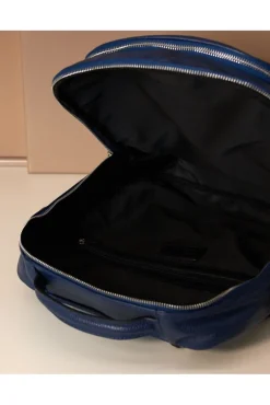 D'Arienzo Zen - Zaino in pelle blu di vitello stampa dollaro