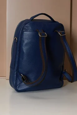 D'Arienzo Zen - Zaino in pelle blu di vitello stampa dollaro