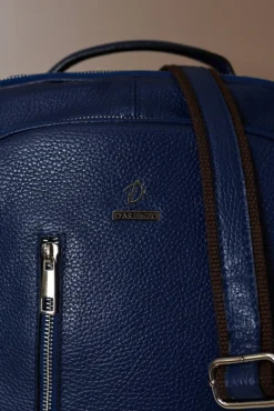 D'Arienzo Zen - Zaino in pelle blu di vitello stampa dollaro