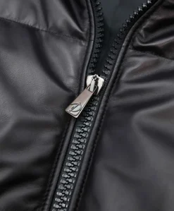 Donna D'Arienzo Zirconia - Piumino in pelle nera donna versione corta oversize